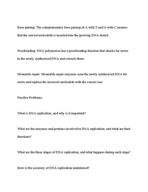 DNA Replication - Study Notes & Assignments - Studocu
