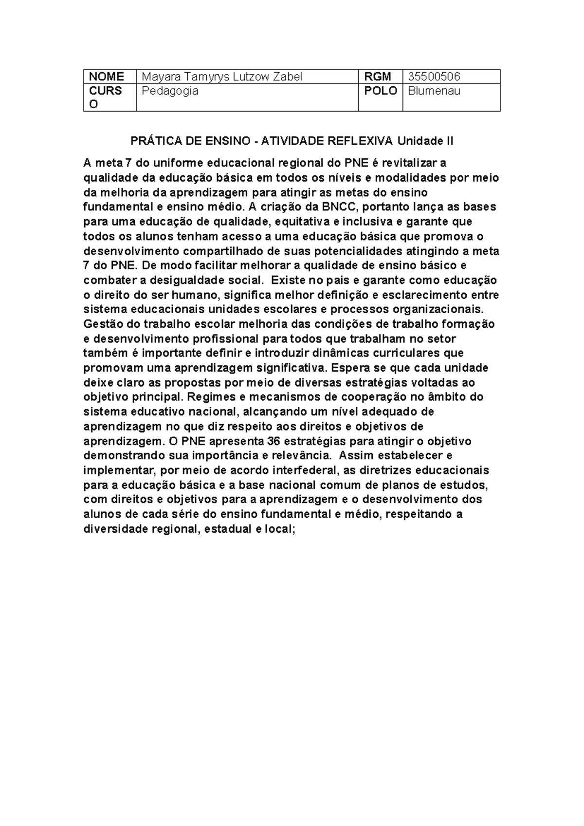 Prática de Ensino: Reflexões sobre a Meta 7 do PNE - Gestão(2) - Studocu