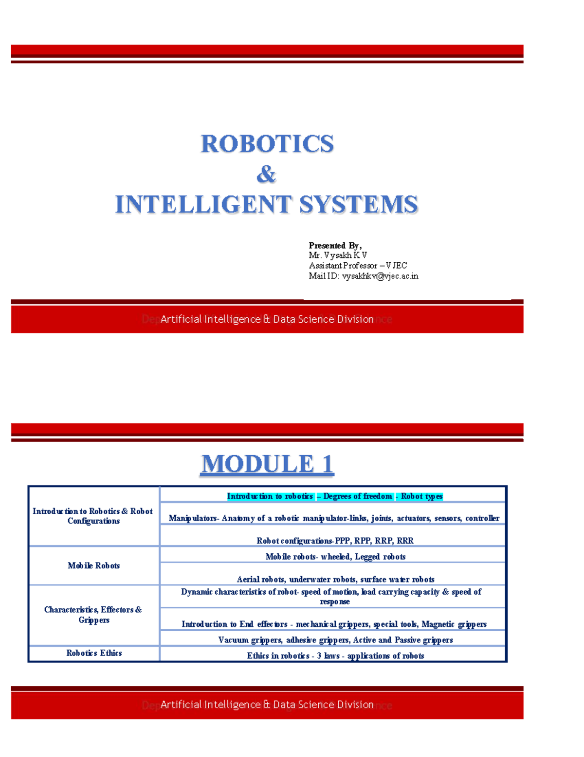 AIT304 M1 Lecture Notes - Introduction to Robotics and Systems - Studocu