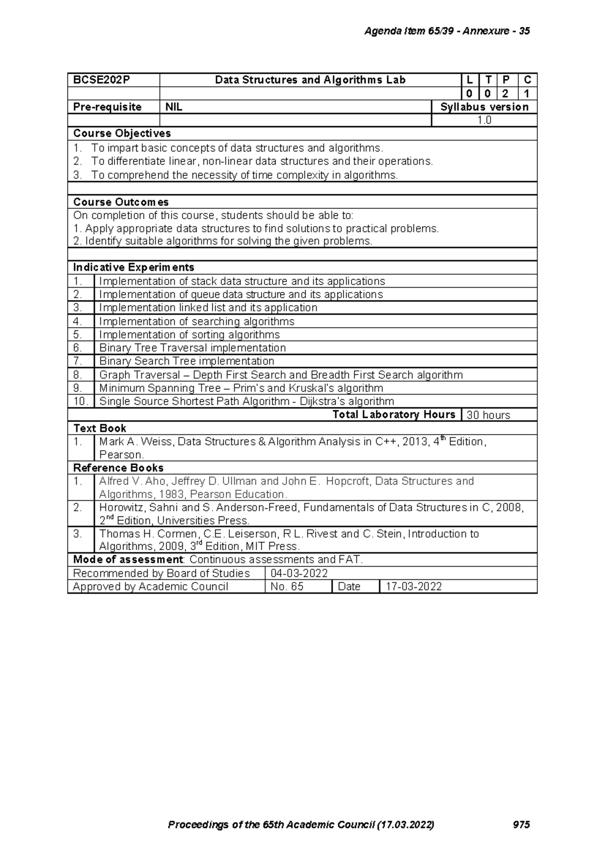 BCSE202P Lab 1: Data Structures & Algorithms Practical Experiments ...