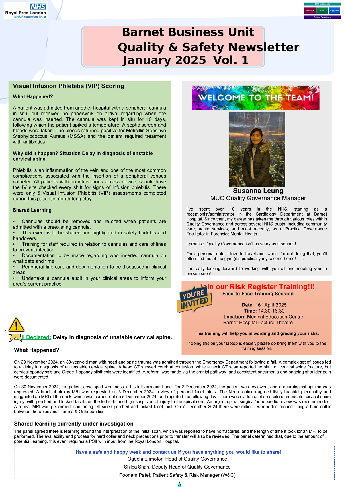 BHBU Quality & Safety Newsletter Jan 2025 Vol. 1: VIP Scoring Insights ...
