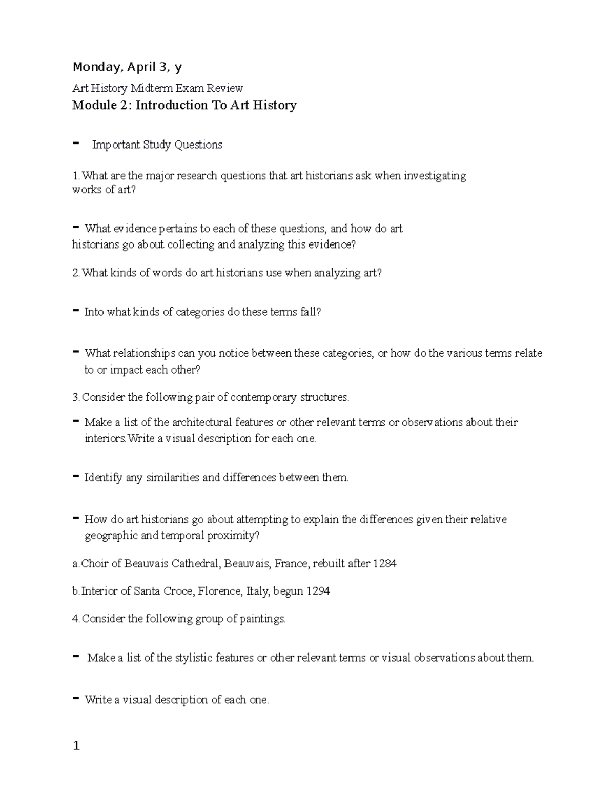 Art History (AH 101) Midterm Exam Study Guide and Review - Studocu