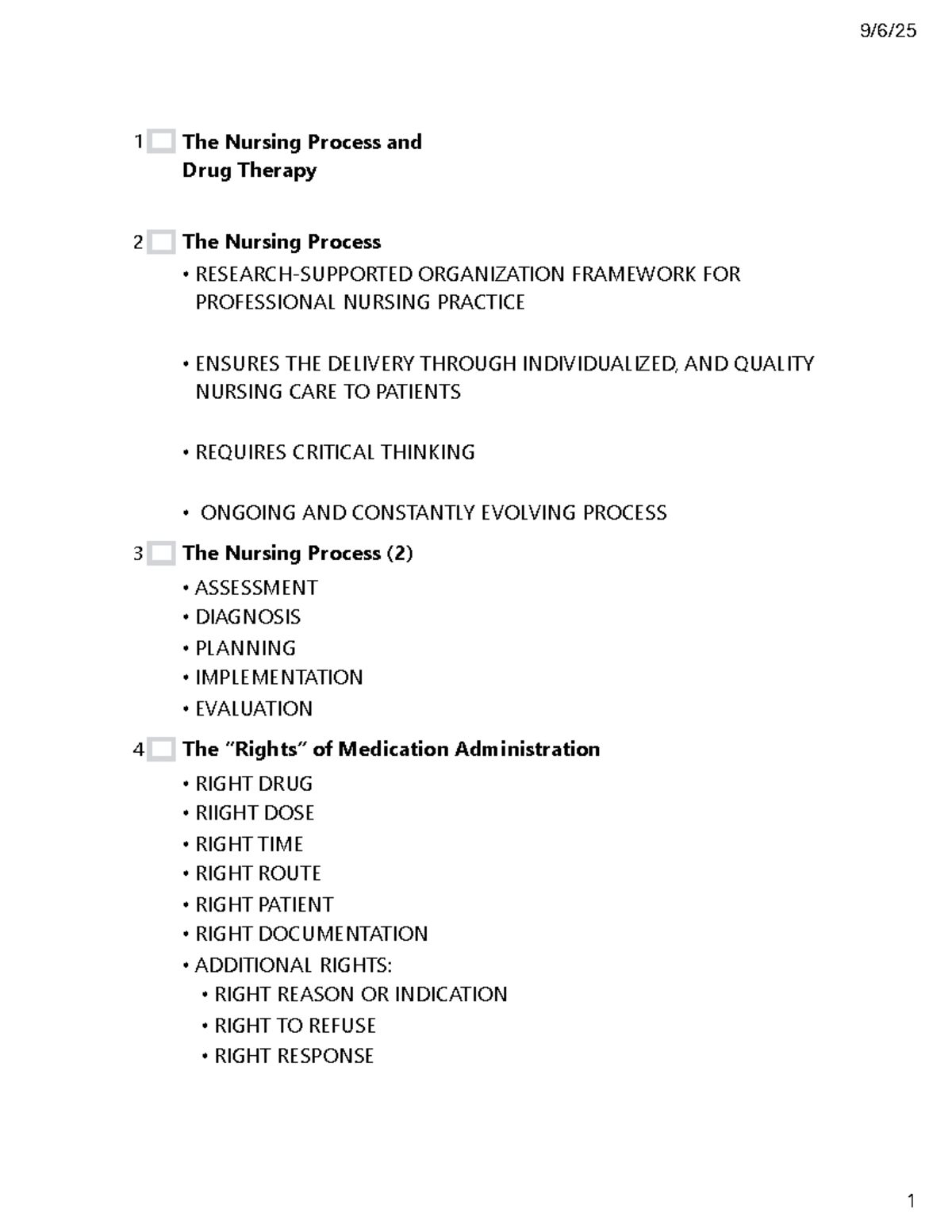 NUR 101: The Nursing Process & Drug Therapy Overview - Studocu
