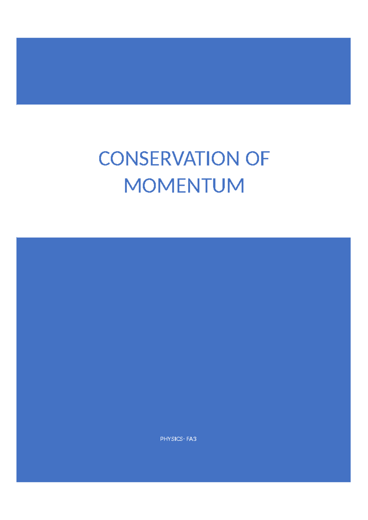Physics FA Final Exam: Conservation of Momentum Experiment - Studocu