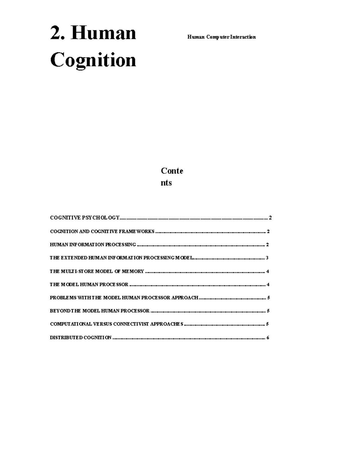 Human Cognition in HCI: Cognitive Psychology Overview - Studocu