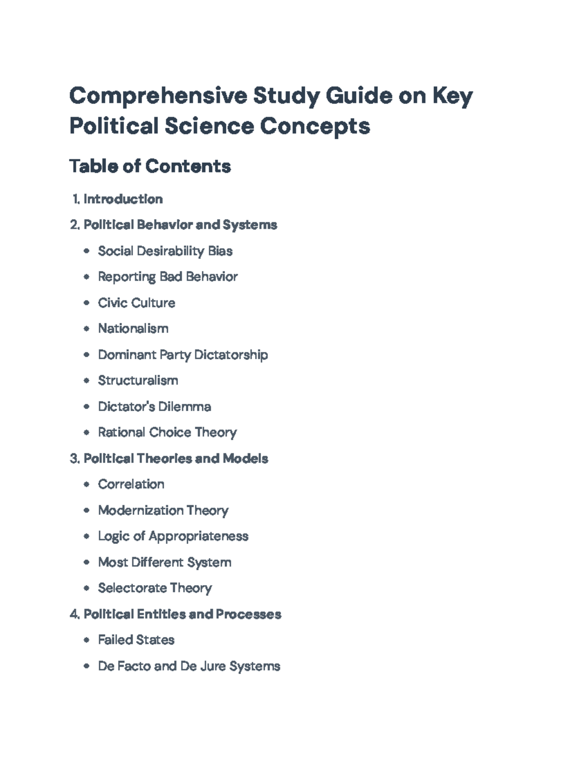 Comprehensive Political Science Study Guide: Key Concepts and Theories ...