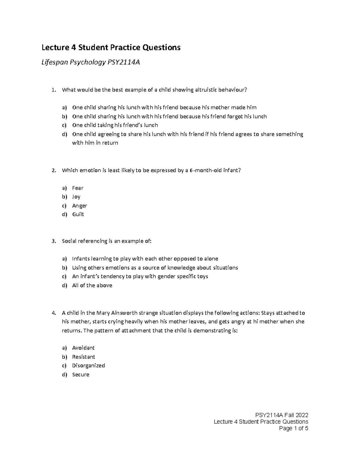 Lecture 4 student practice questions 2022 - PSY2114A Fall 2022 Lecture ...