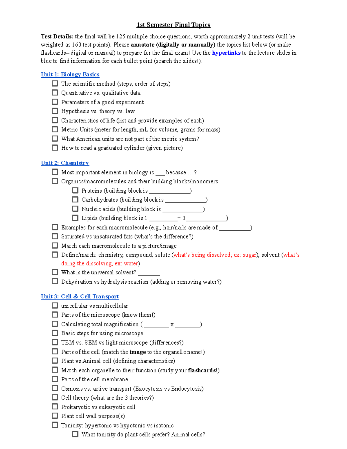 1st Semester Final Topics - Please annotate (digitally or manually) the ...