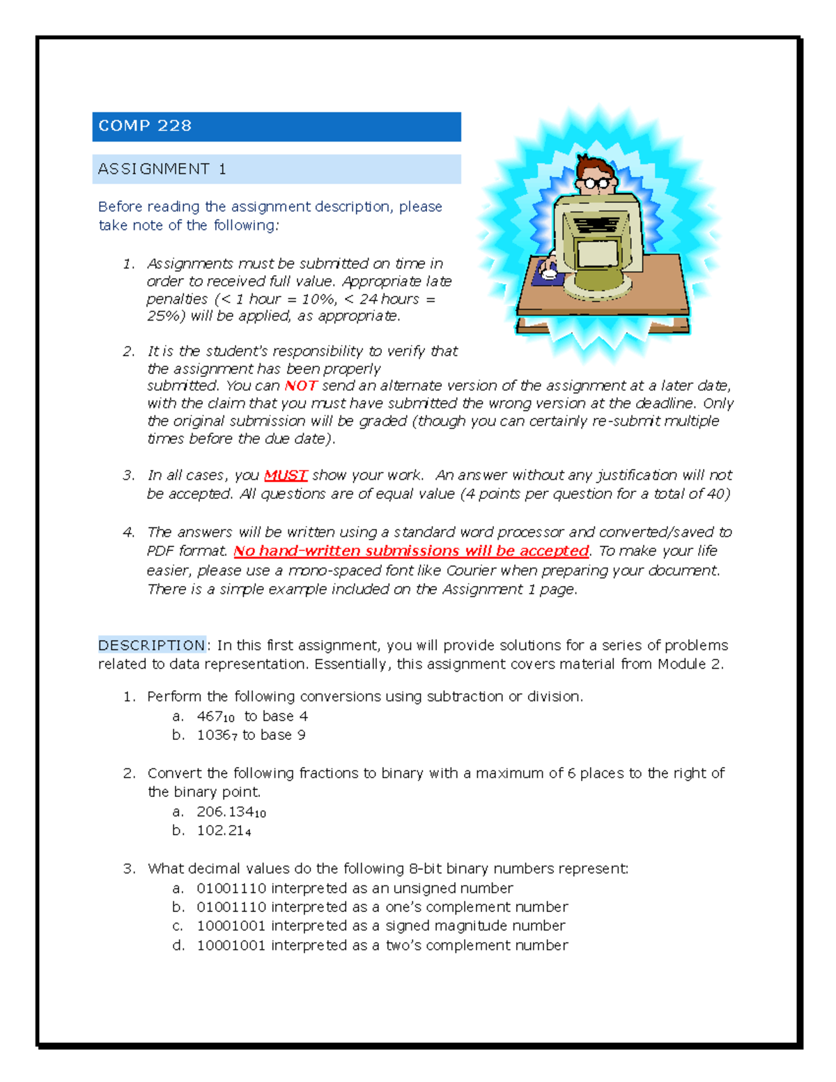 System Hardware Assignment 1 Overview (COMP 228) - Studocu
