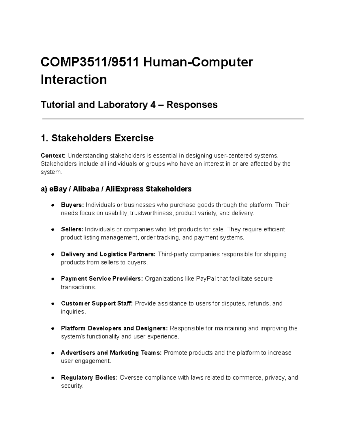 COMP3511 Week 4 Interaction Tutorial: Stakeholders & User Personas ...