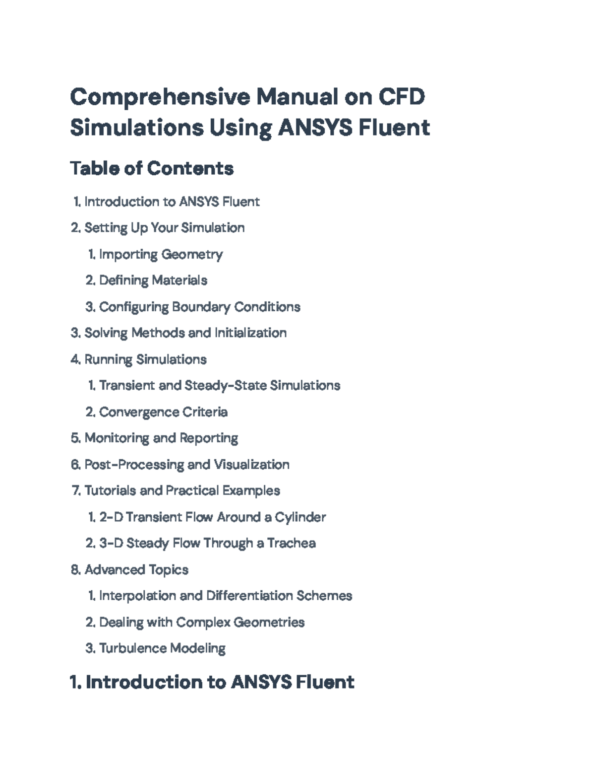 Comprehensive Guide to CFD Simulations Using ANSYS Fluent ...