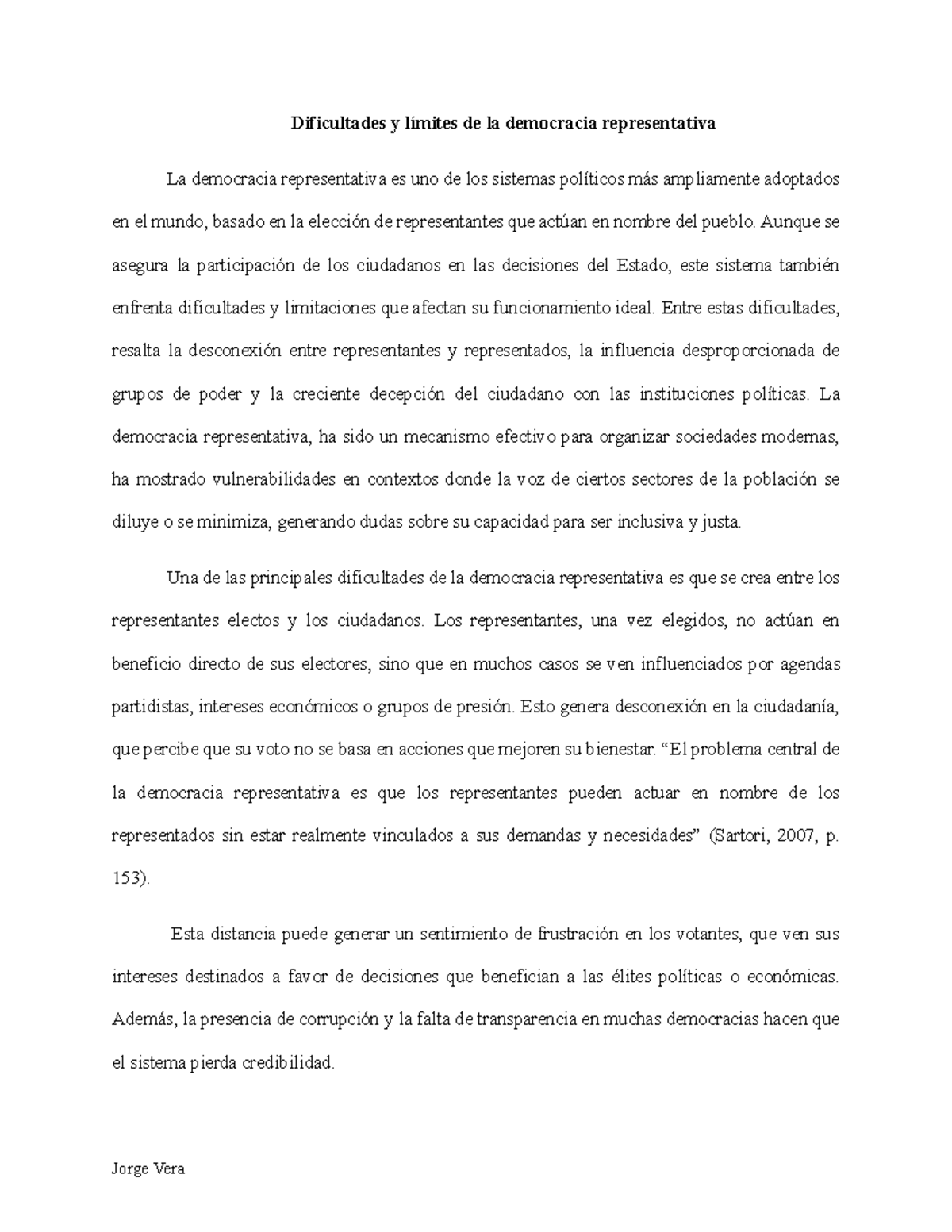 Dificultades y Límites de la Democracia Representativa - Doc Jorge Vera ...