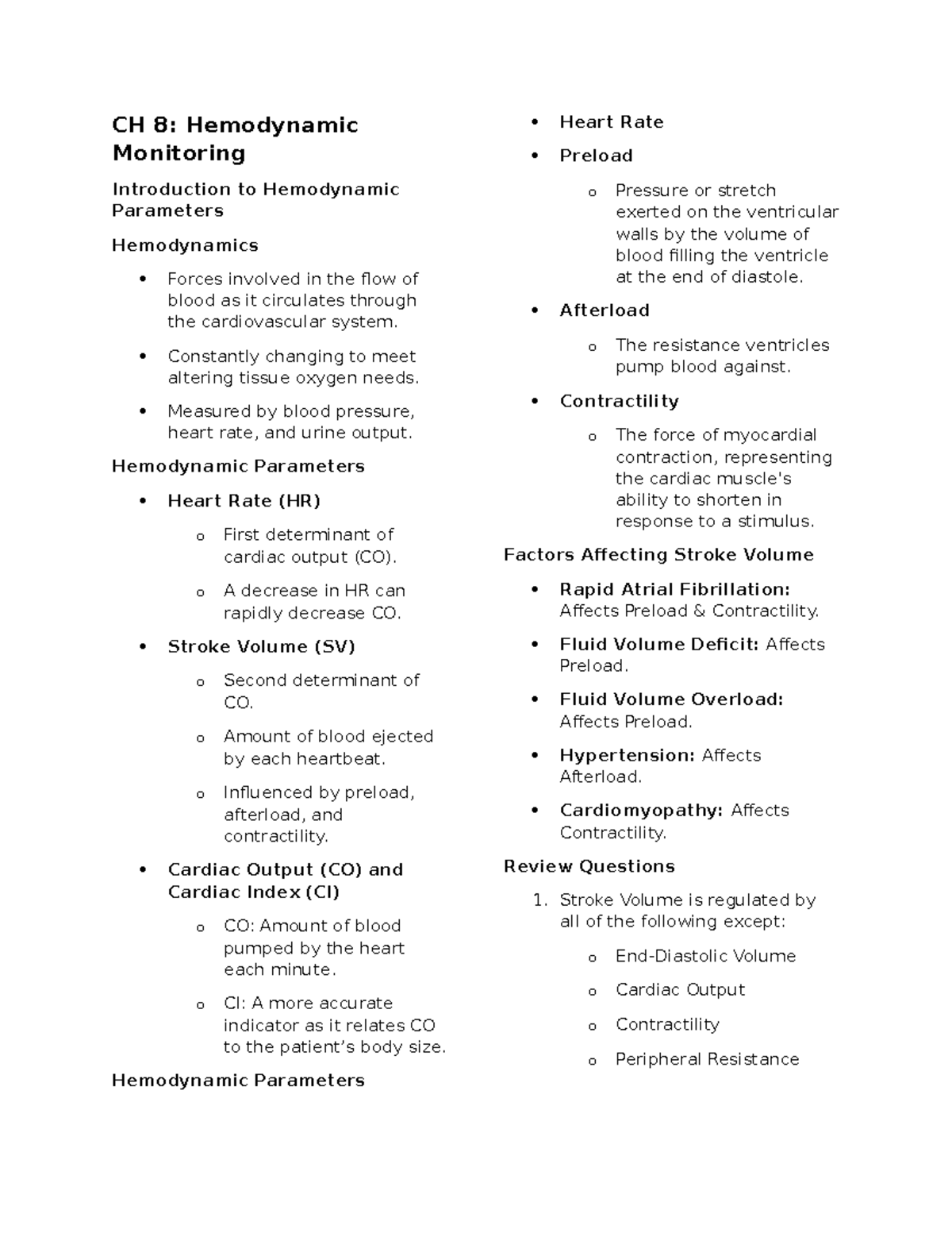 HEM 101: EKG & Hemodynamic Monitoring Notes for Effective Care - Studocu