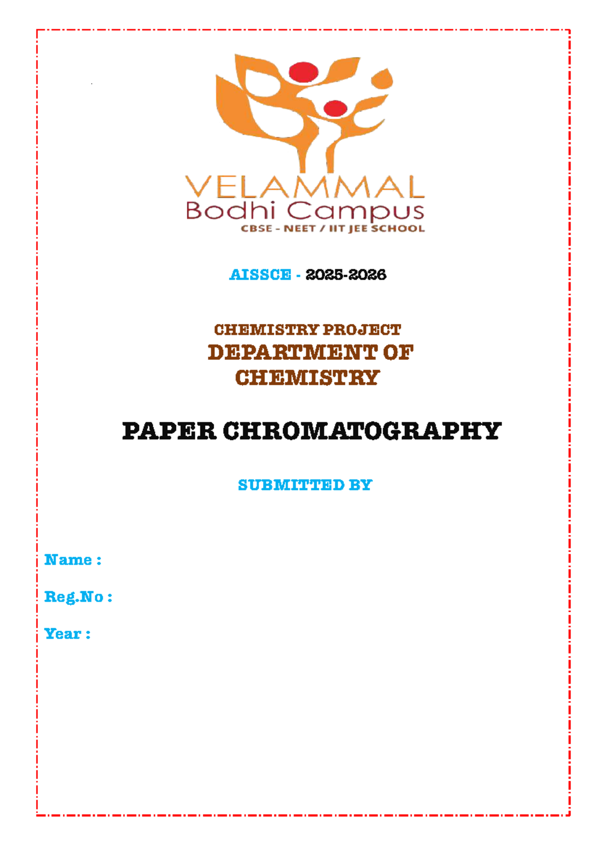 AISSCE Chemistry Project: Paper Chromatography Analysis - Studocu