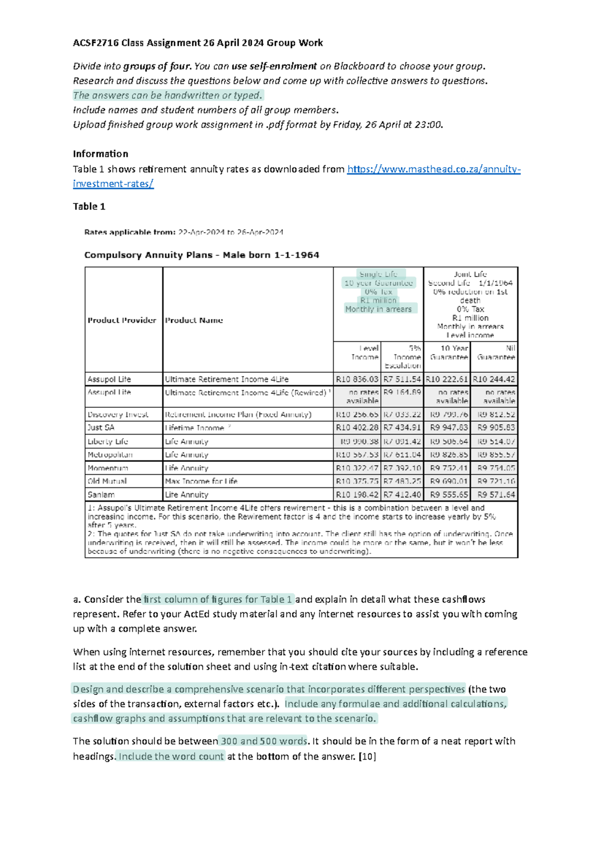 ACSF2716 2024 Group Assignment 3 240426 100949 - ACSF2716 Class ...