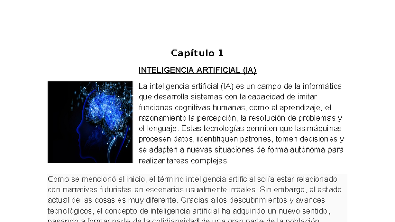 Capítulo 1: Introducción a la Inteligencia Artificial (IA) - Studocu