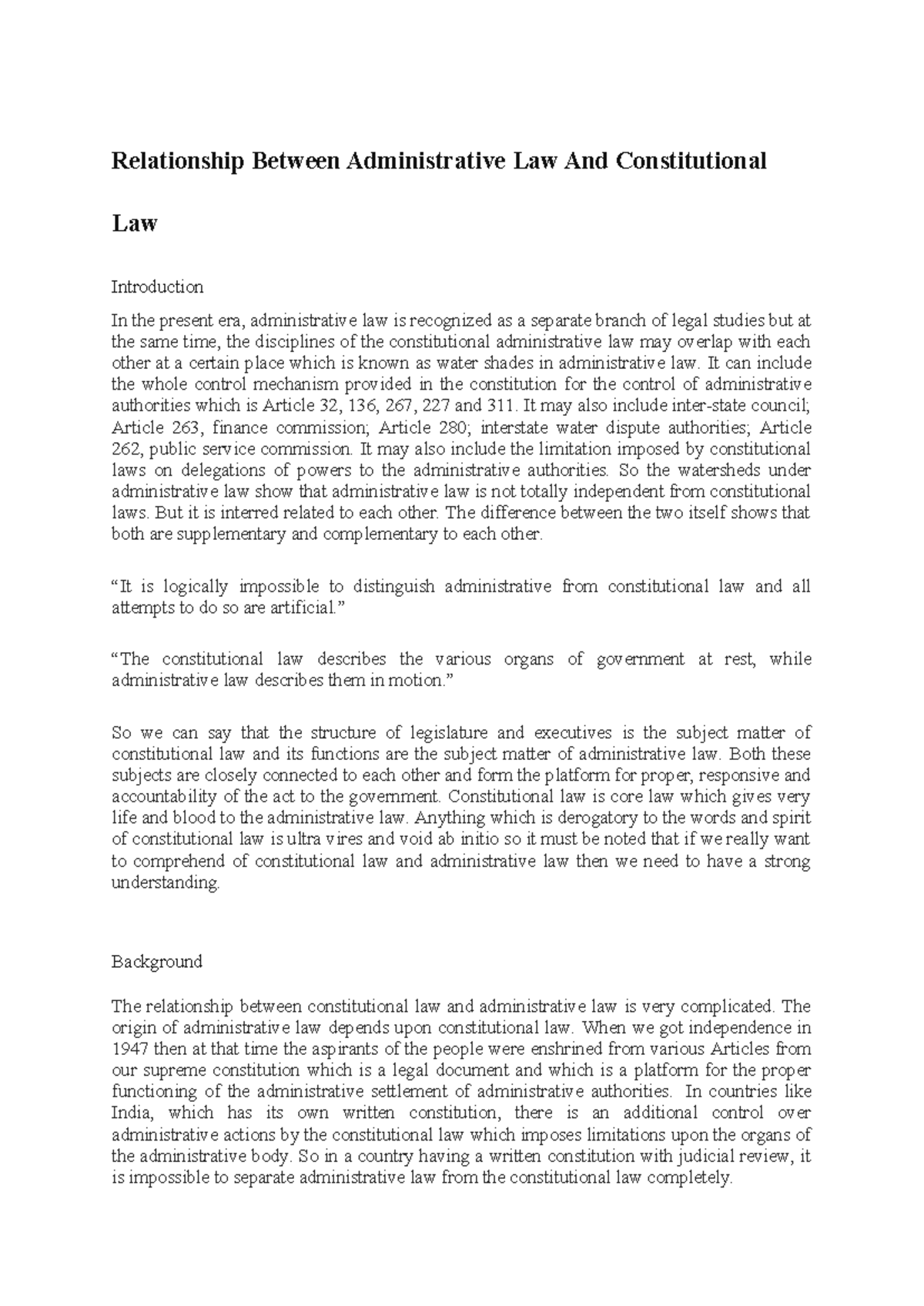 The Overlap of Admin Law & Const Law: A Detailed Analysis - Studocu