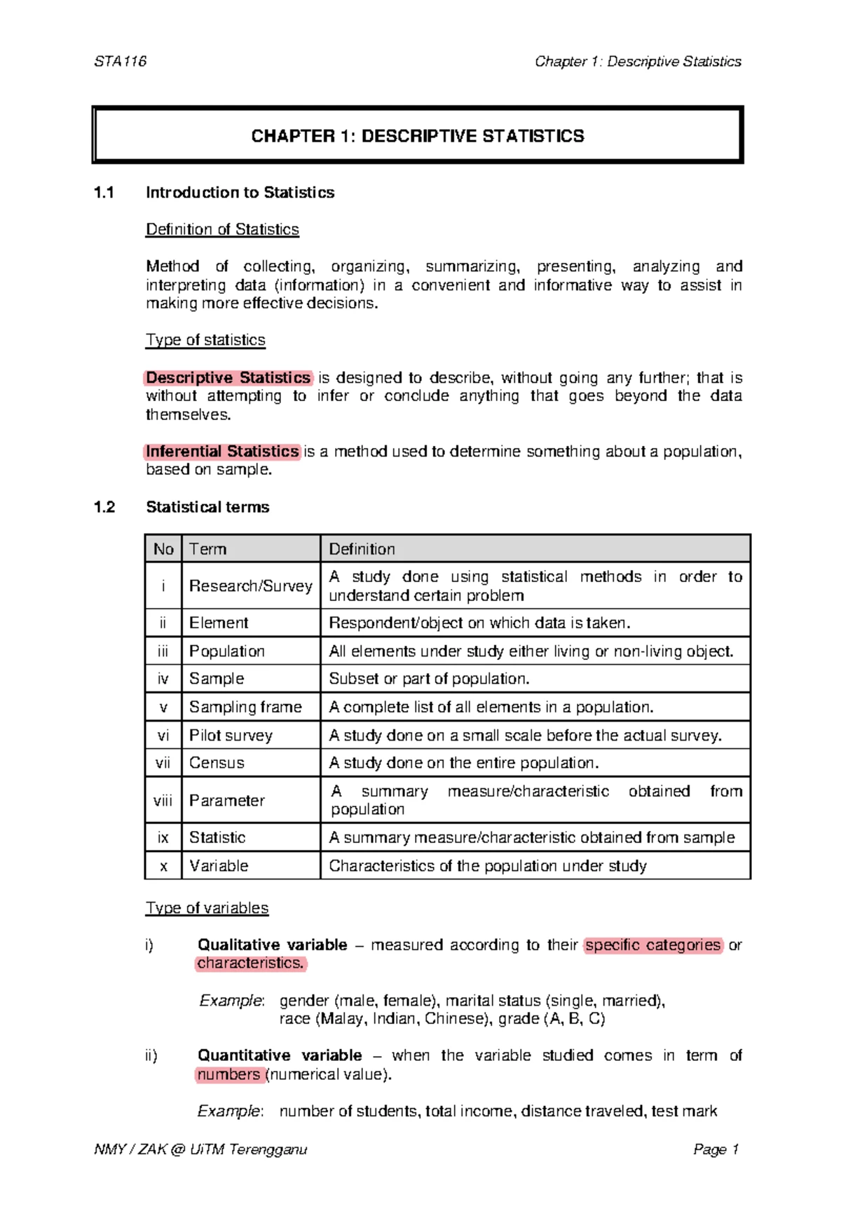 STA116 May 2023 Test Review Notes - Studocu