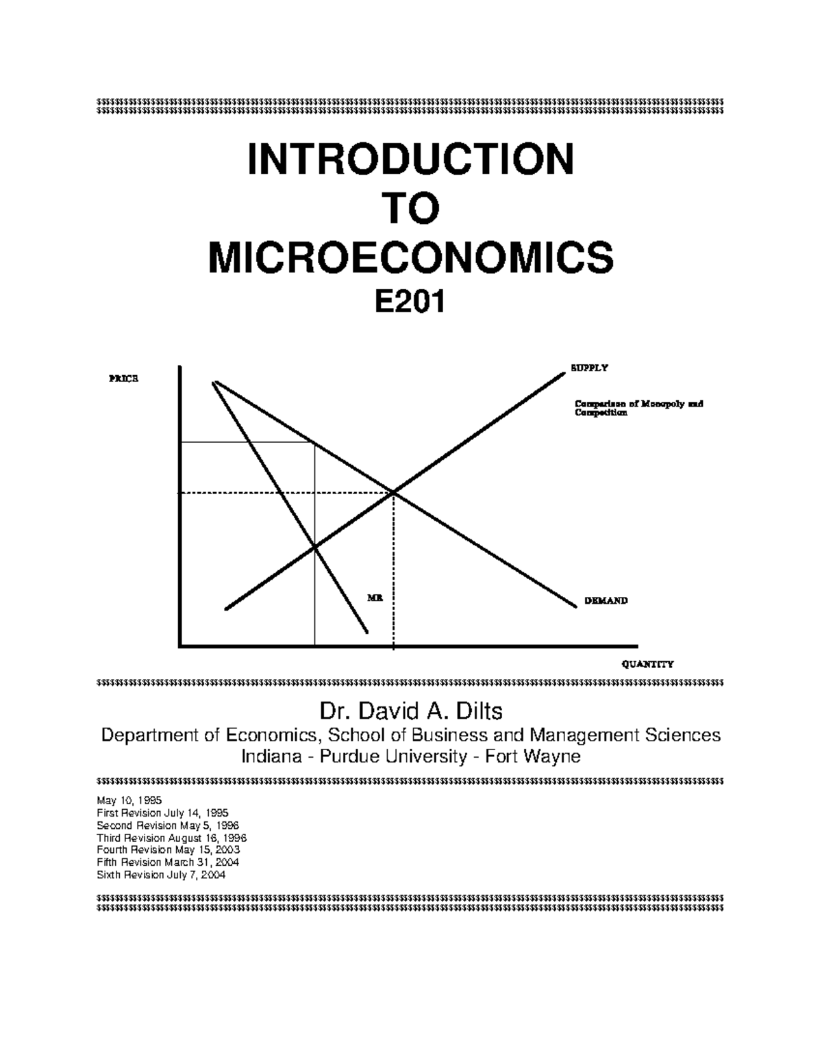E201 Introduction to Microeconomics Lecture Notes by Dr. Dilts - Studocu
