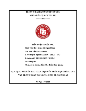 [Solved] Vn dng nguyn tc ton din phn tch thun li v kh khn trong qu trnh ...