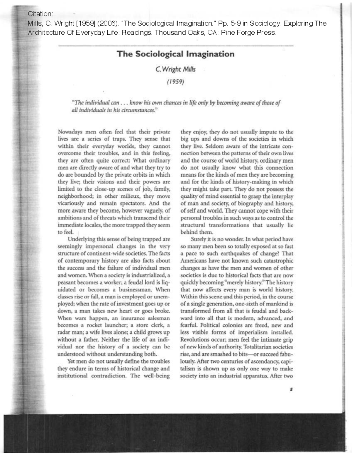 Sociological Imagination: Insights from C. Wright Mills - SOCL 101 ...