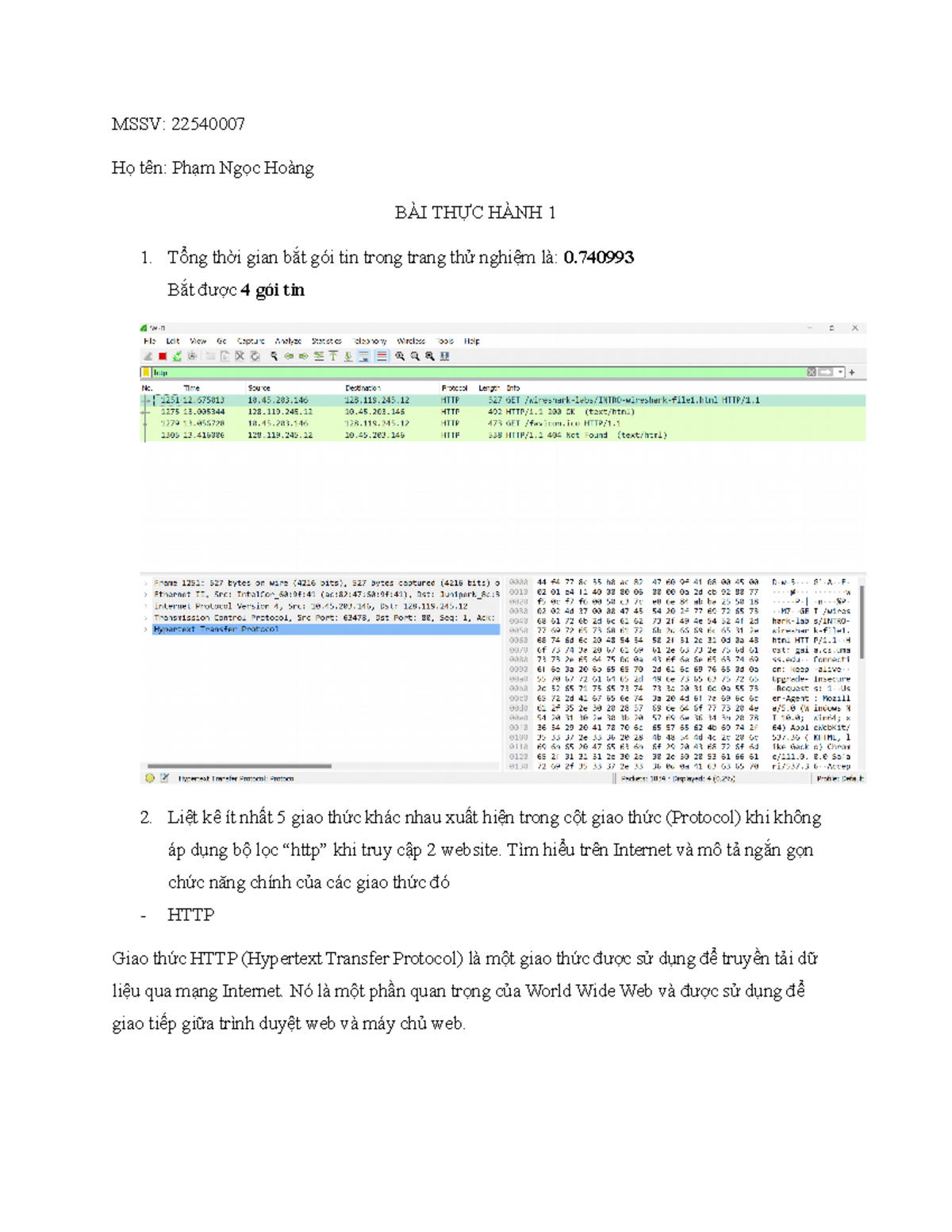 2254007-Pham Ngoc Hoang - Lab 01: Protocols Analysis & Findings - Studocu