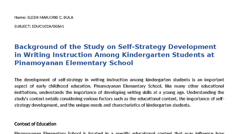ELEEN MARJORIE C. BULA: Background Study on Writing Instruction in K ...