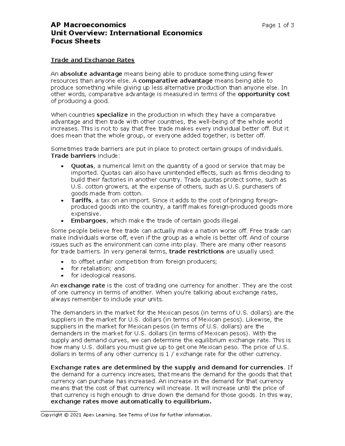 AP Macroeconomics Unit 7 Overview: Trade, Exchange Rates & Payments ...