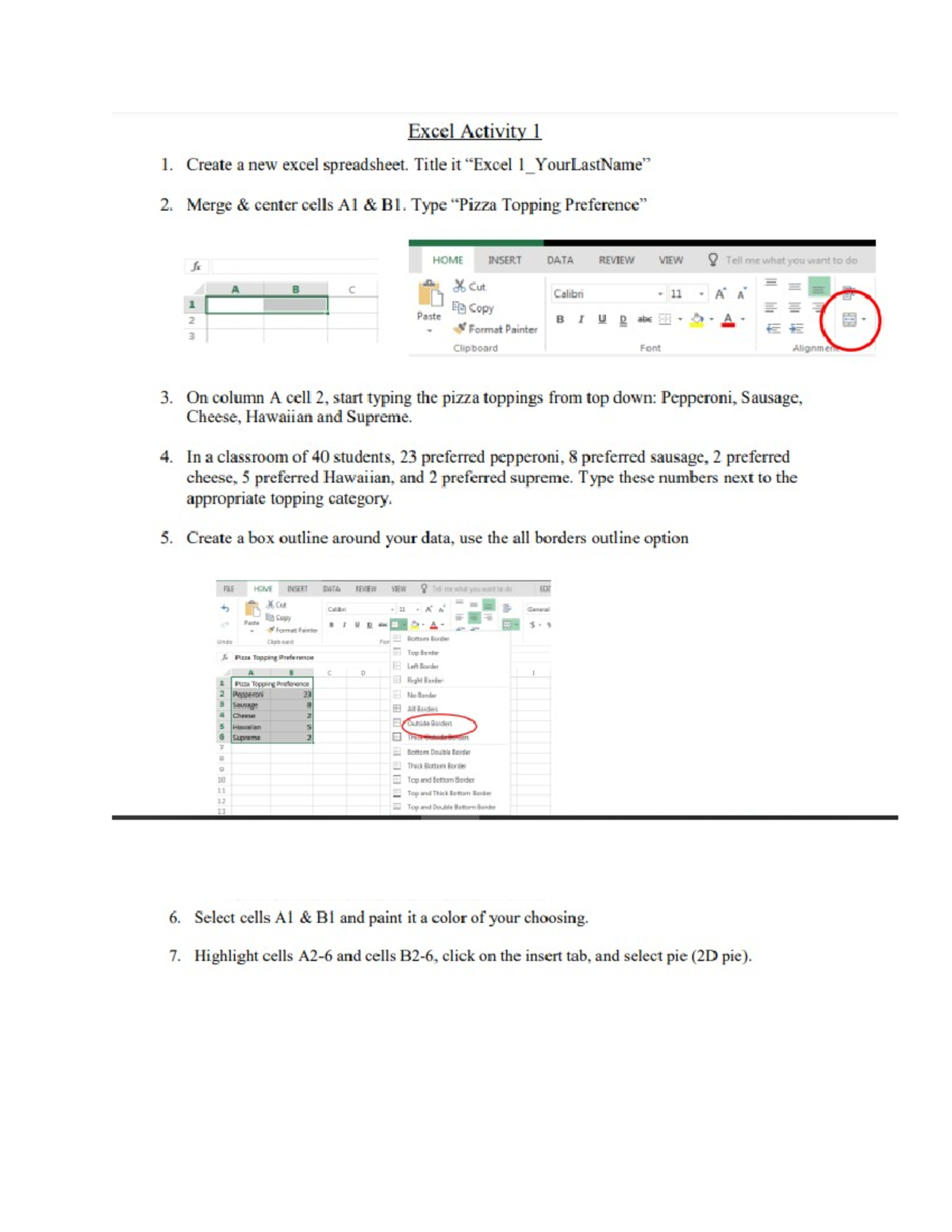 Excel practical on form nd graphsf - Excel Activity 1 1. Create a new ...