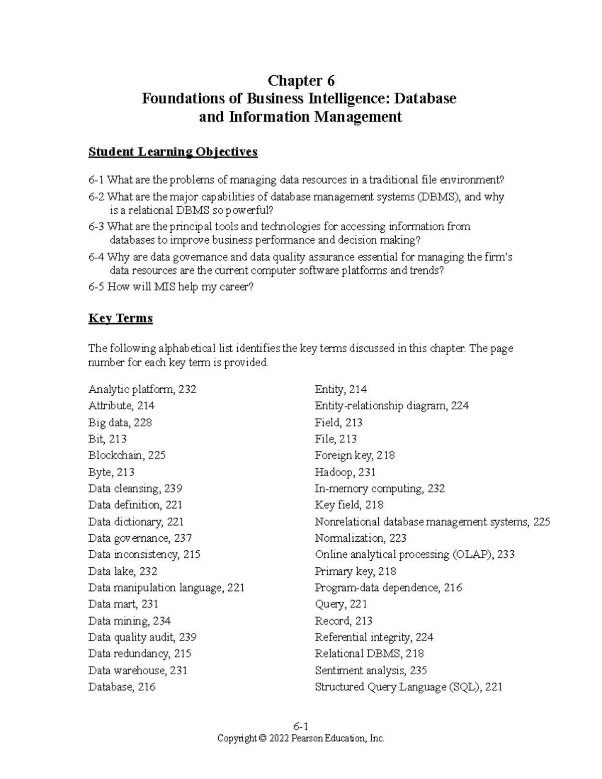 MIS 17E Chapter 6 - Foundations of Business Intelligence: DBMS Notes ...