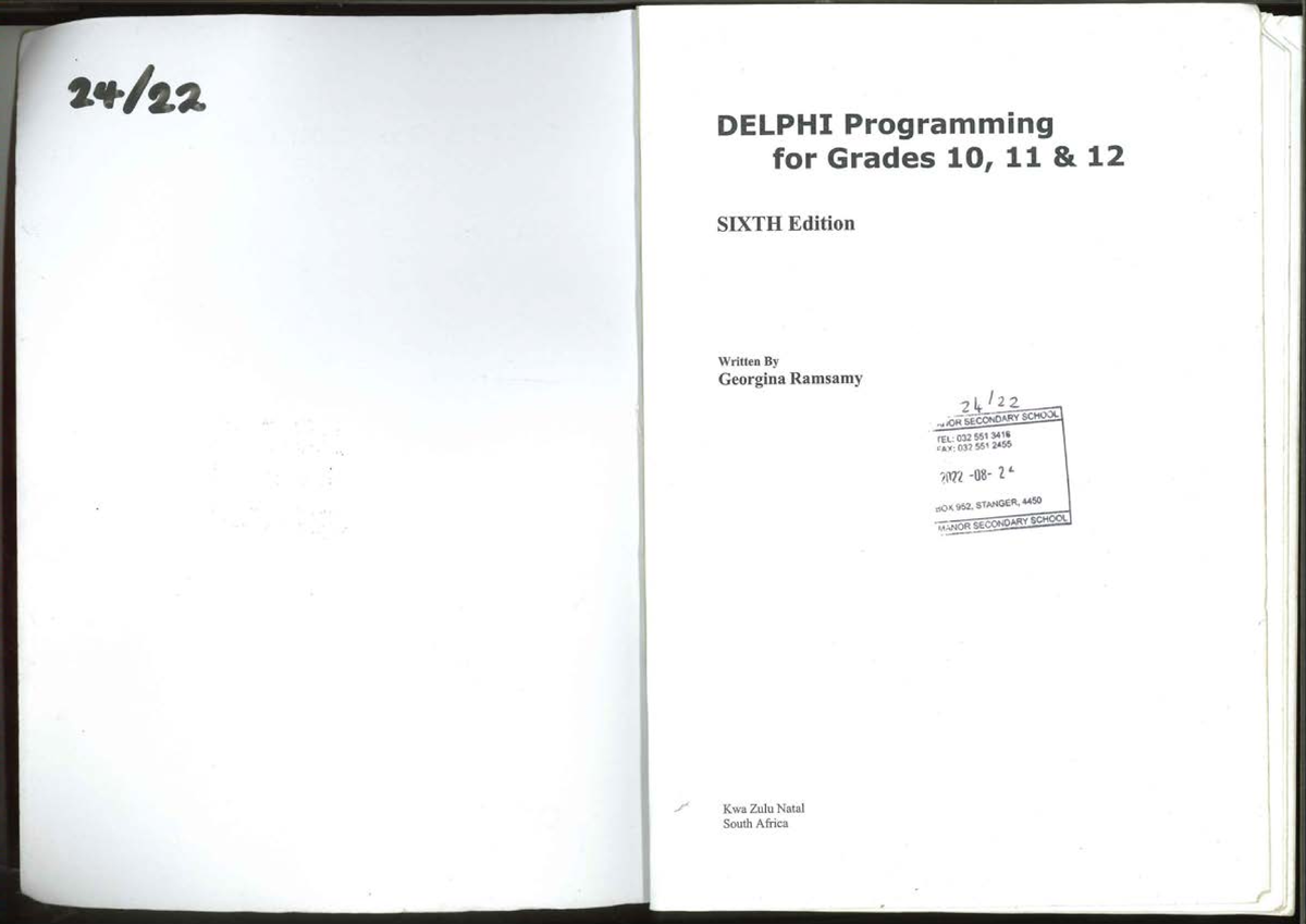 DELPHI Programming Guide for Grades 10-12: Sixth Edition Overview - Studocu