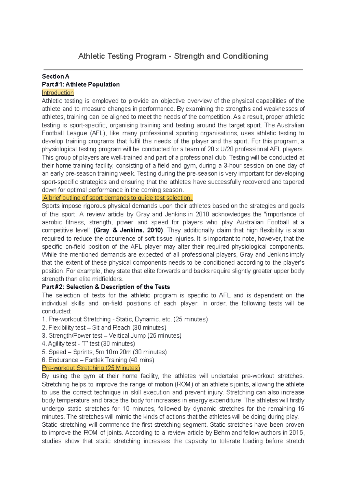 Athletic Testing Program for U/20 AFL: Strength & Conditioning Insights ...