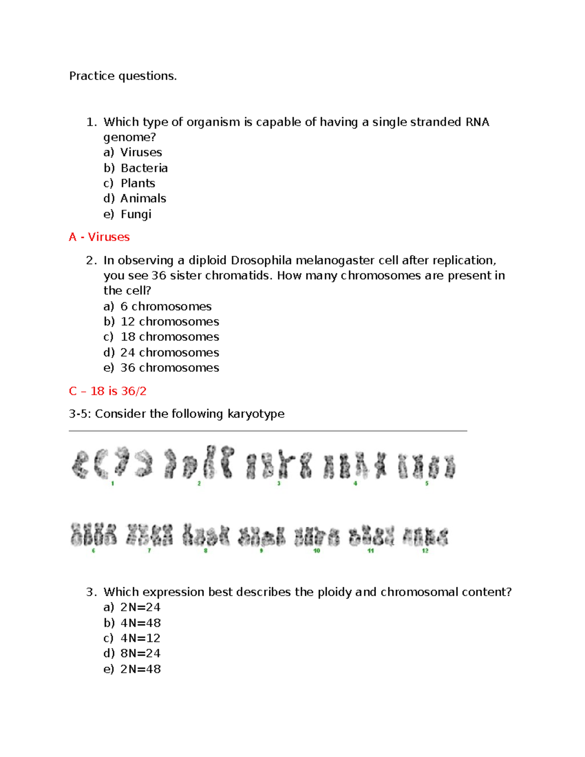 Sample Questions for Exam 1 with Key (BIO101) - Studocu