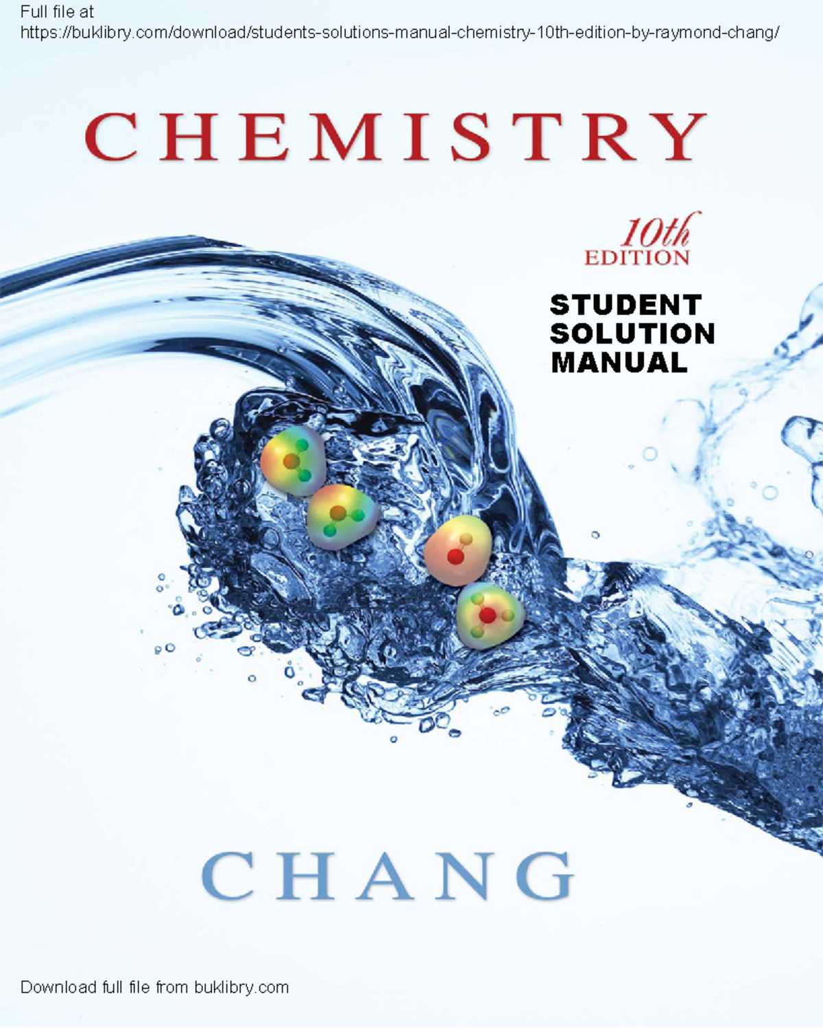 Student Solutions Manual for Chemistry 10th Ed. by Chang - Studocu