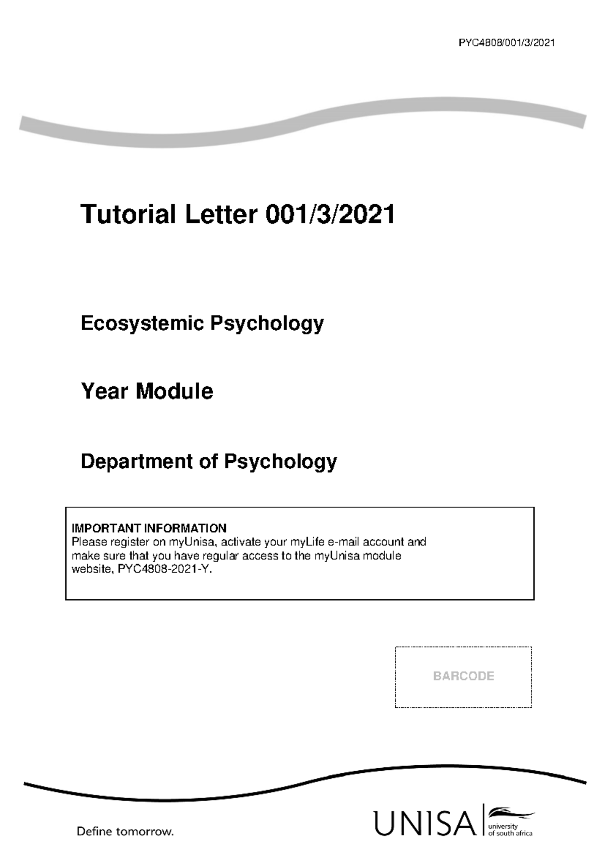 PYC4808 Tutorial letter 001 2021 Assignment - PYC4808/001/3/ 2021 ...