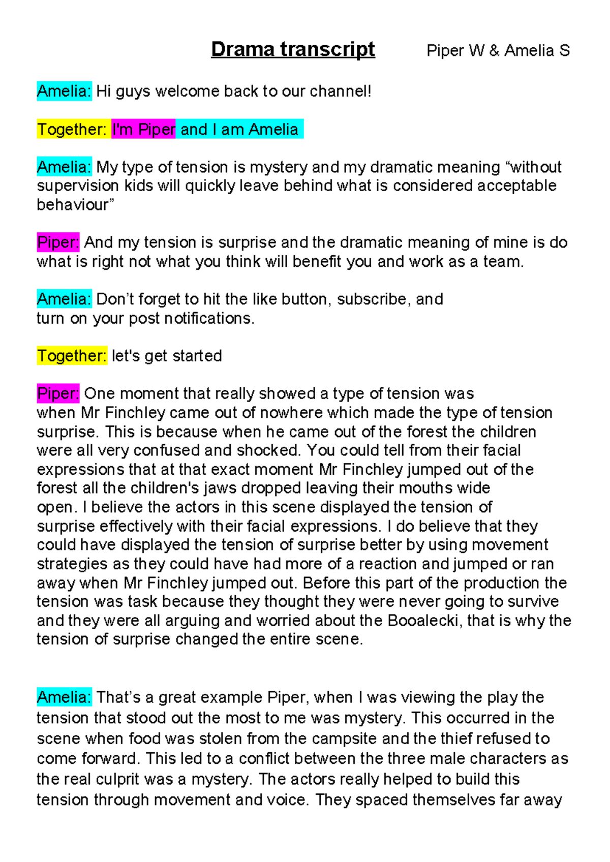 Drama Script Analysis: Tension & Characterisation in the Play - Studocu