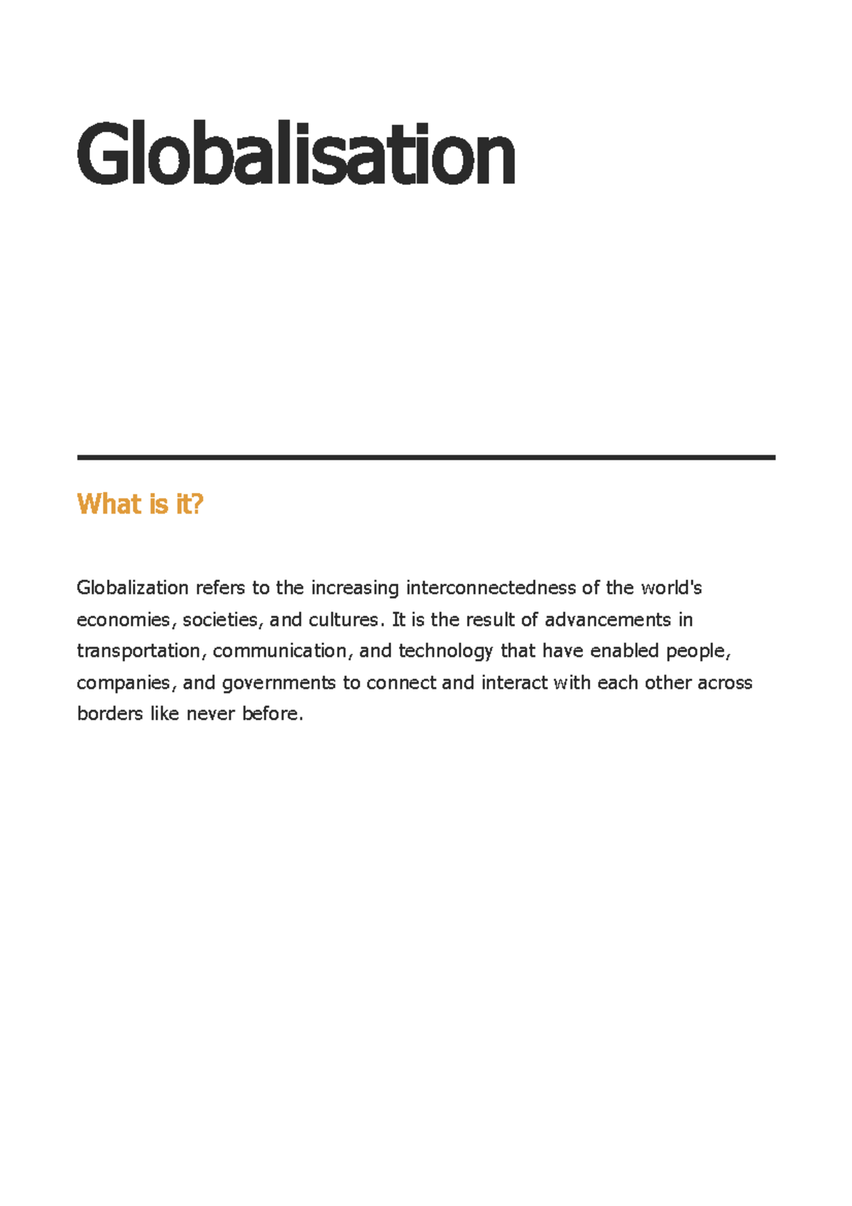 Globalisation: An Overview of Benefits and Drawbacks - Studocu