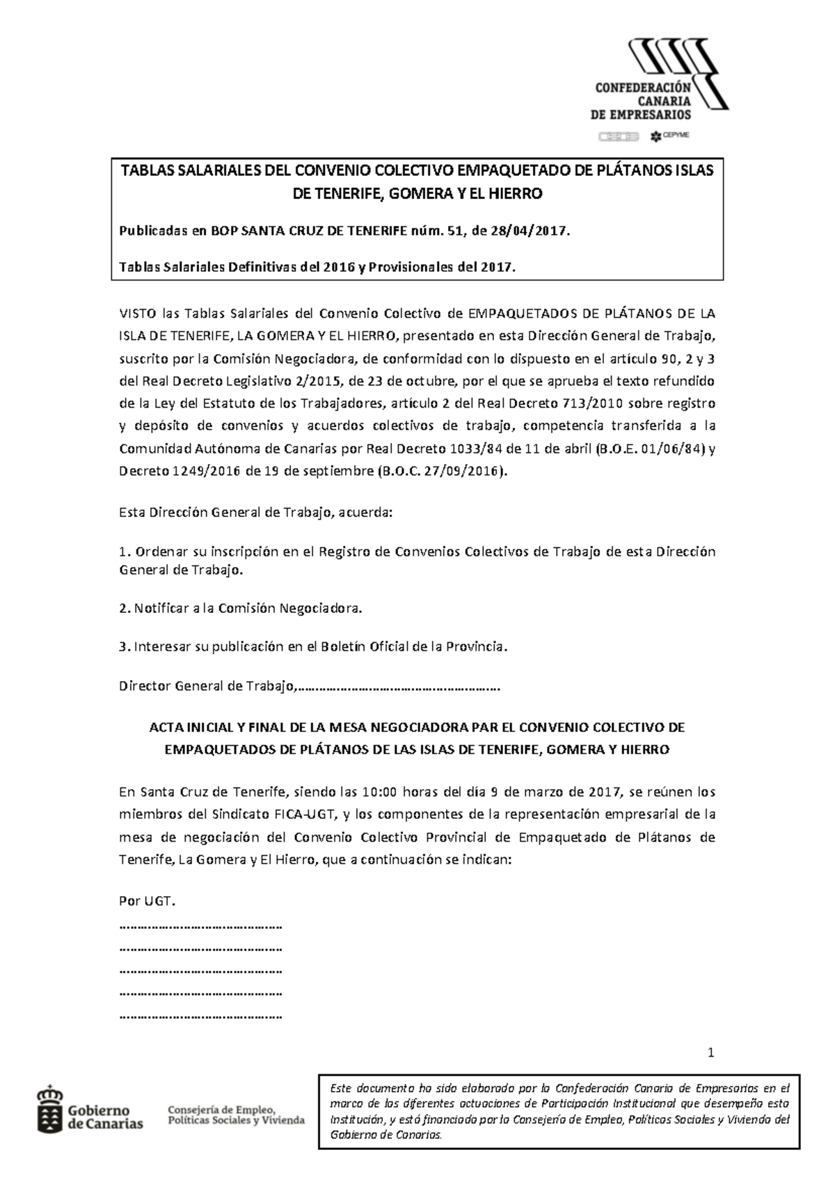 Tablas Salariales 2016-2017 del Convenio Colectivo de Plátanos - Studocu
