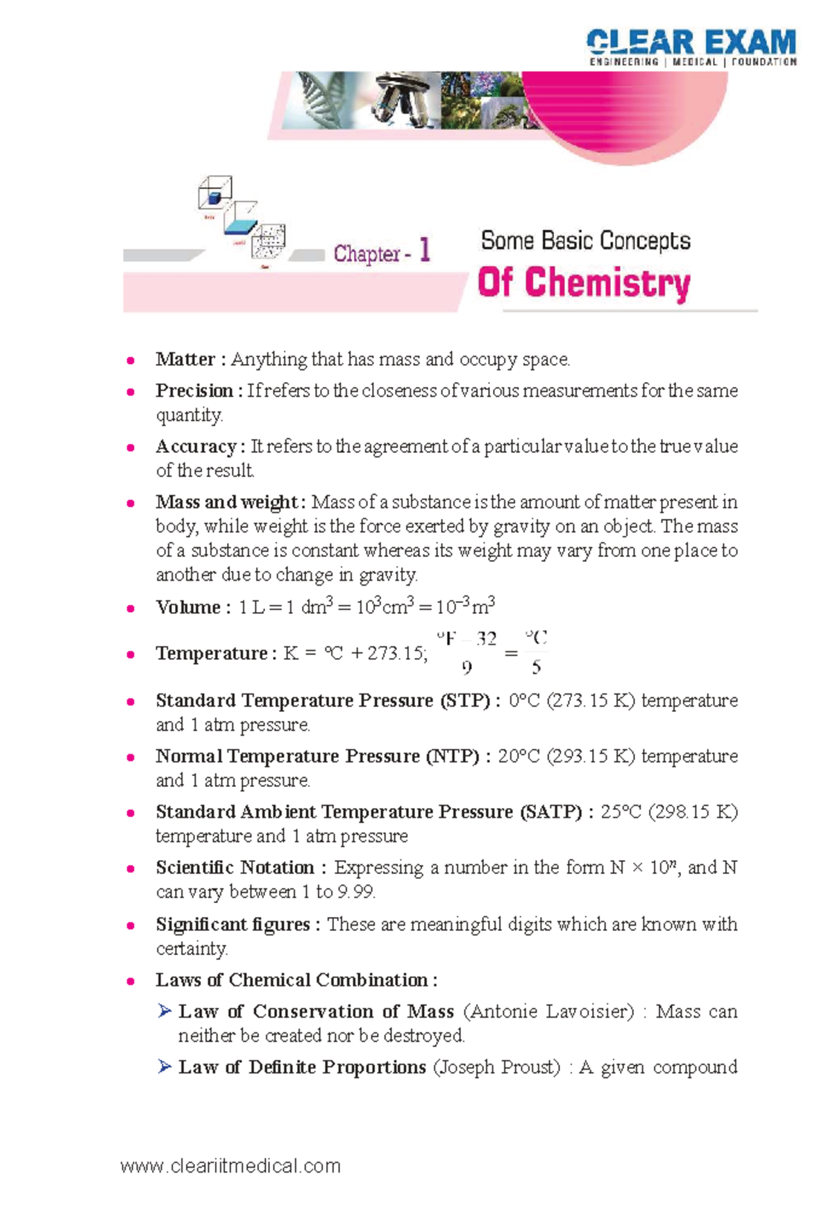 Chapter 1: Key Concepts in Matter and Measurements - Studocu