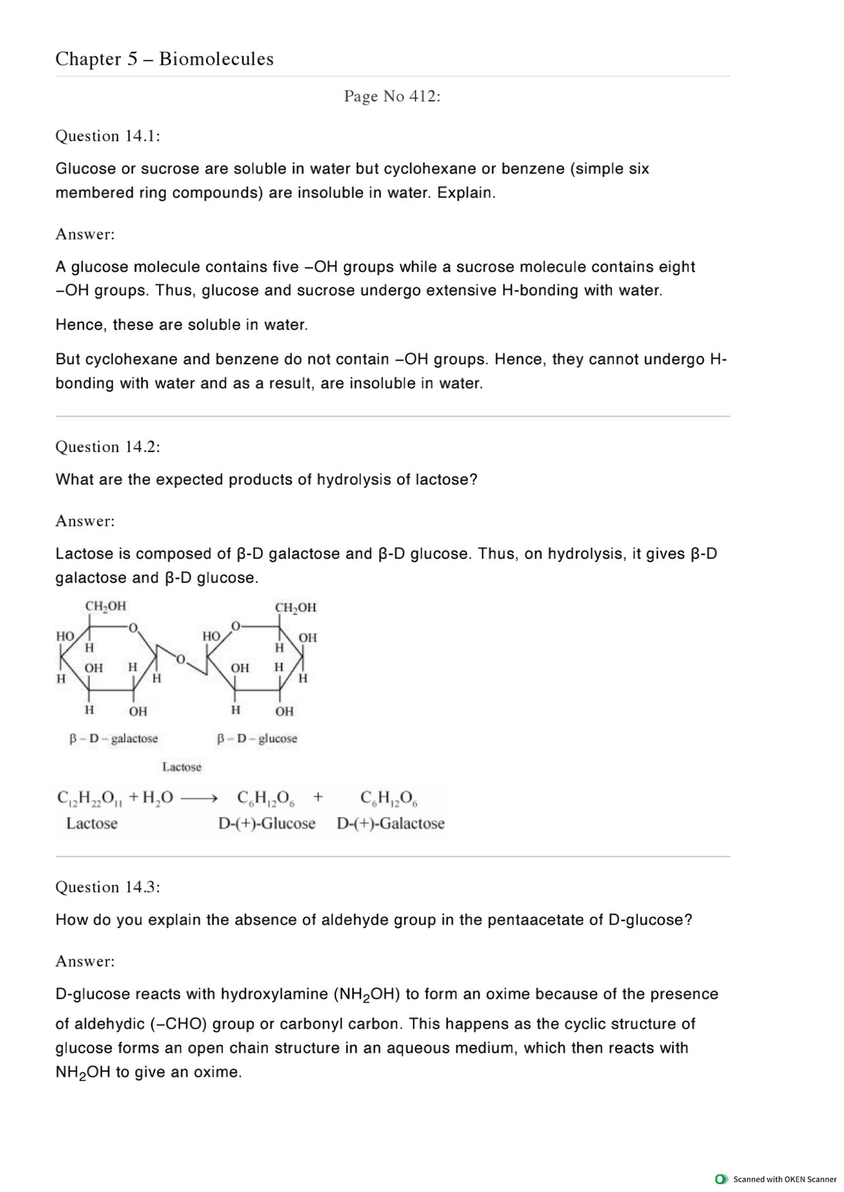 Chapter 14: Biomolecules - Solubility, Hydrolysis, and Structure ...