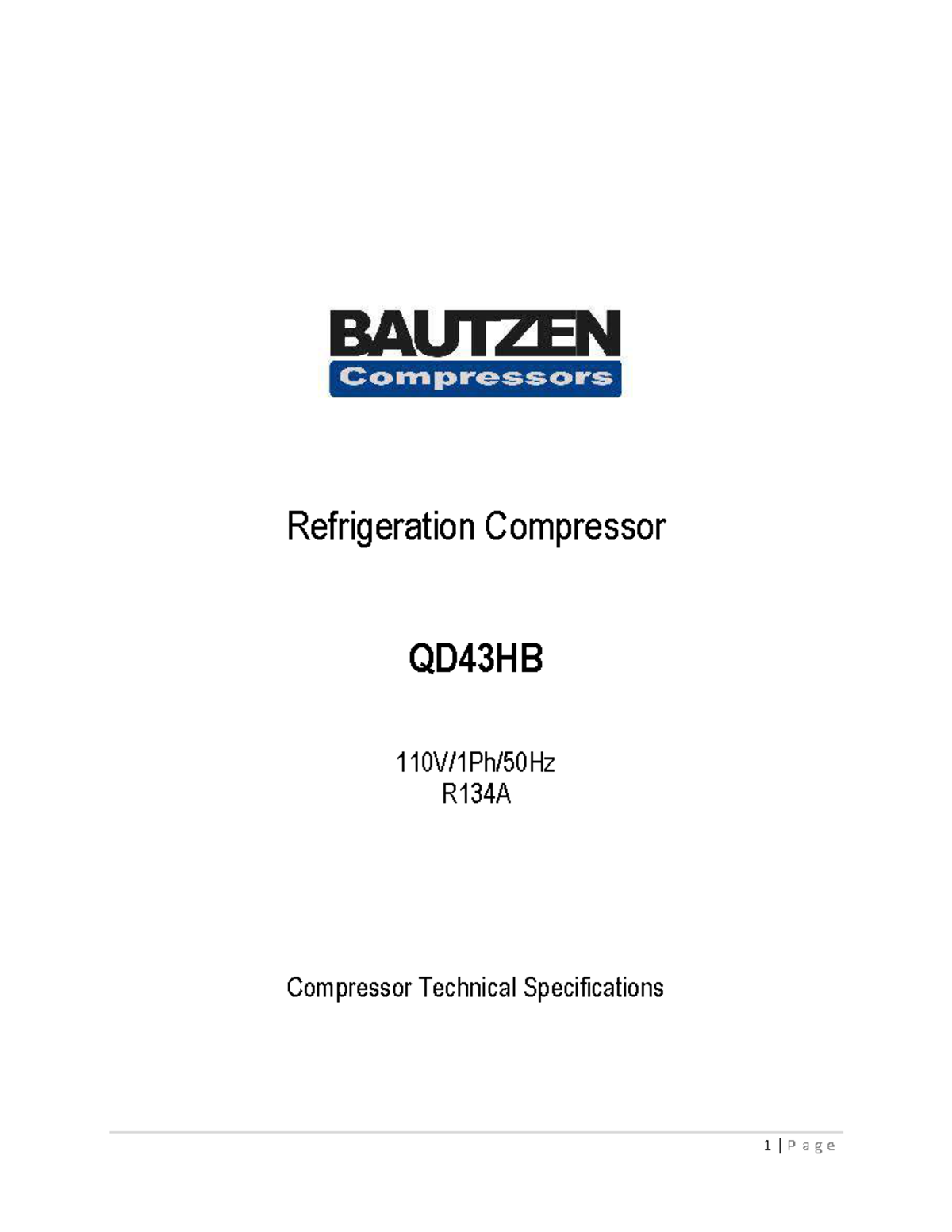QD43HB R134A Compressor Technical Specifications and Performance Data ...