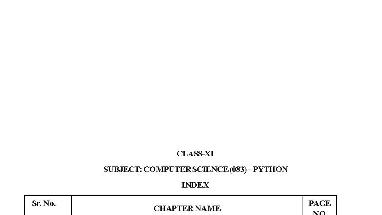 SA-I Computer Science (083) Python Notes for Class XI - Studocu