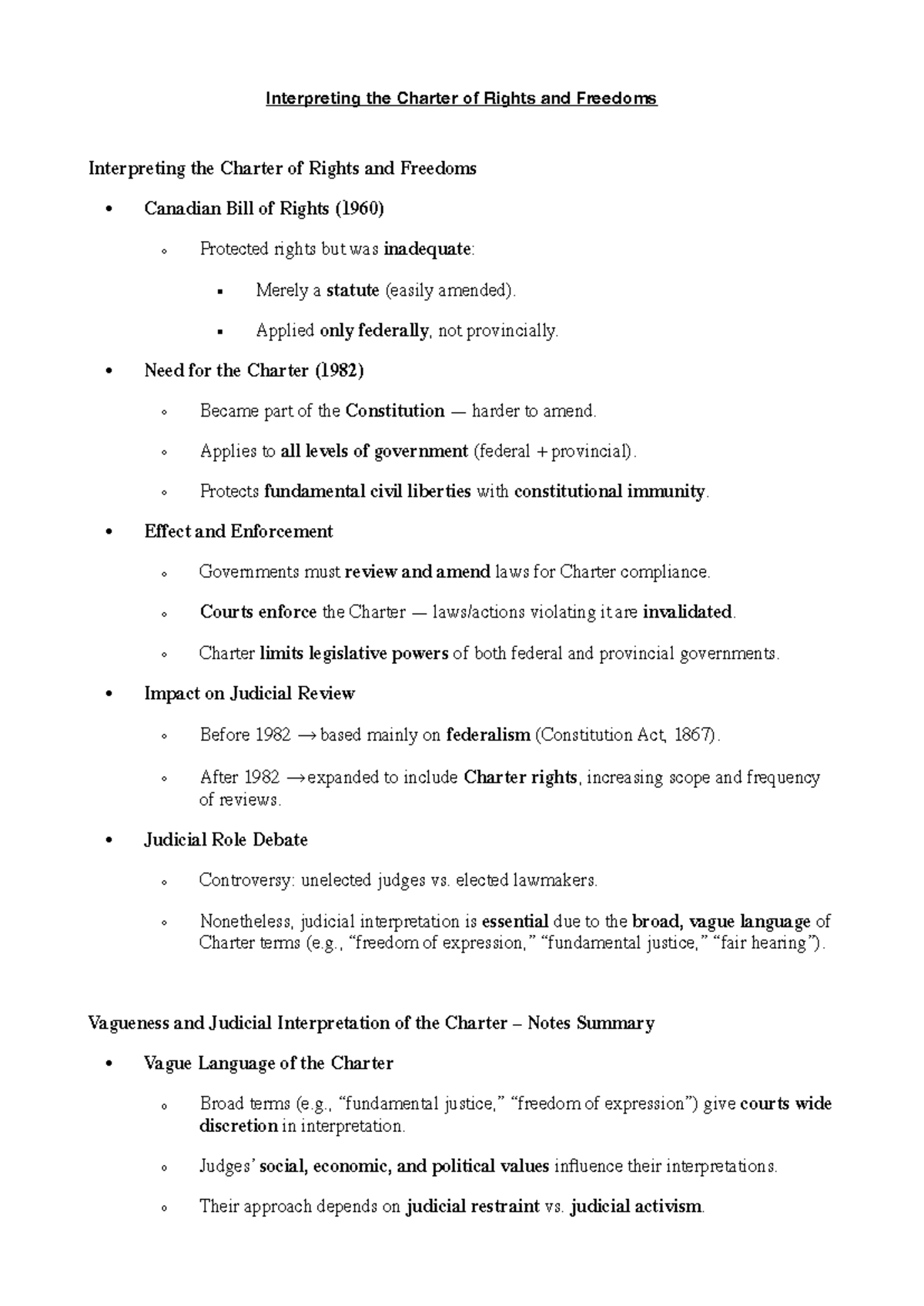 Interpreting the Charter of Rights and Freedoms: A Comprehensive ...