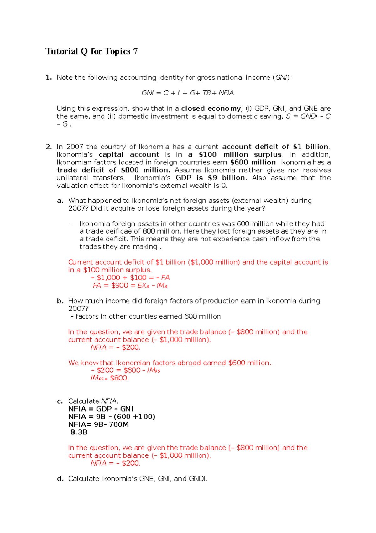 Week 09 Tutorial Q for Topic 7 - Tutorial Q for Topics 7 1. Note the ...