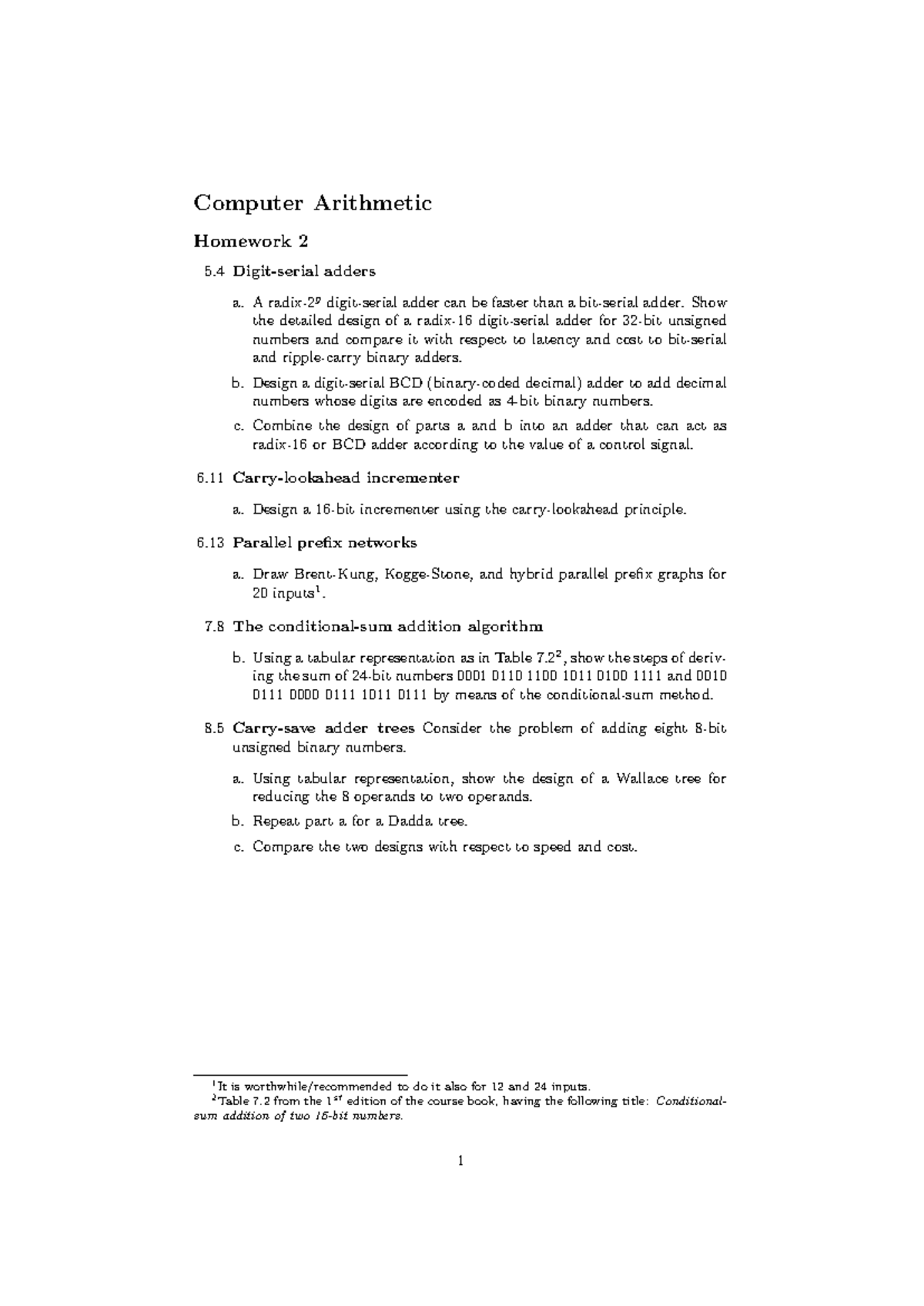 HW 2 - Computer Arithmetic and Adders Design Insights - Studeersnel