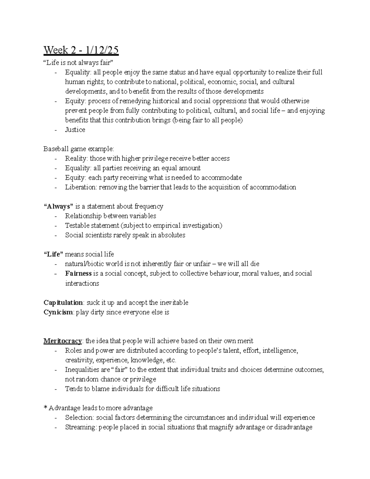 Sociology 1027 Lecture Notes: Understanding Inequality and Social ...