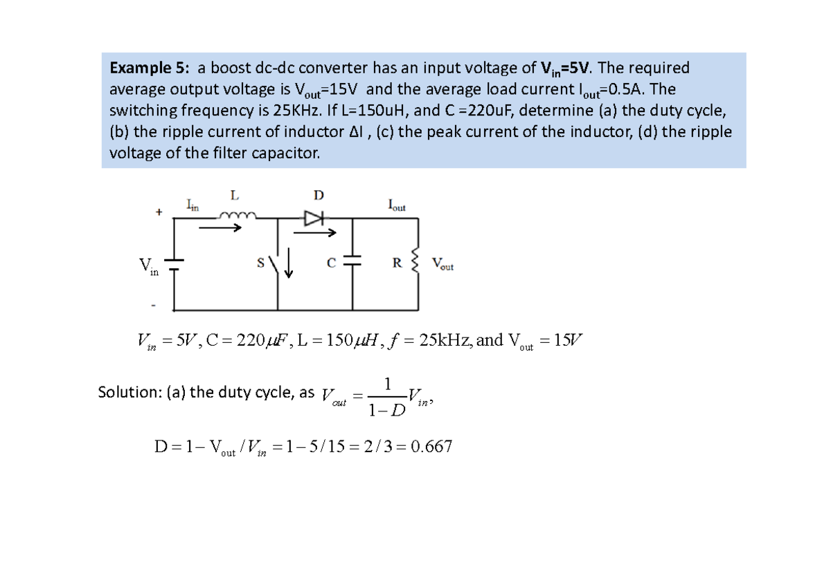 DC-DC Boost Converter Design - Example 5 Analysis & Results - Studocu