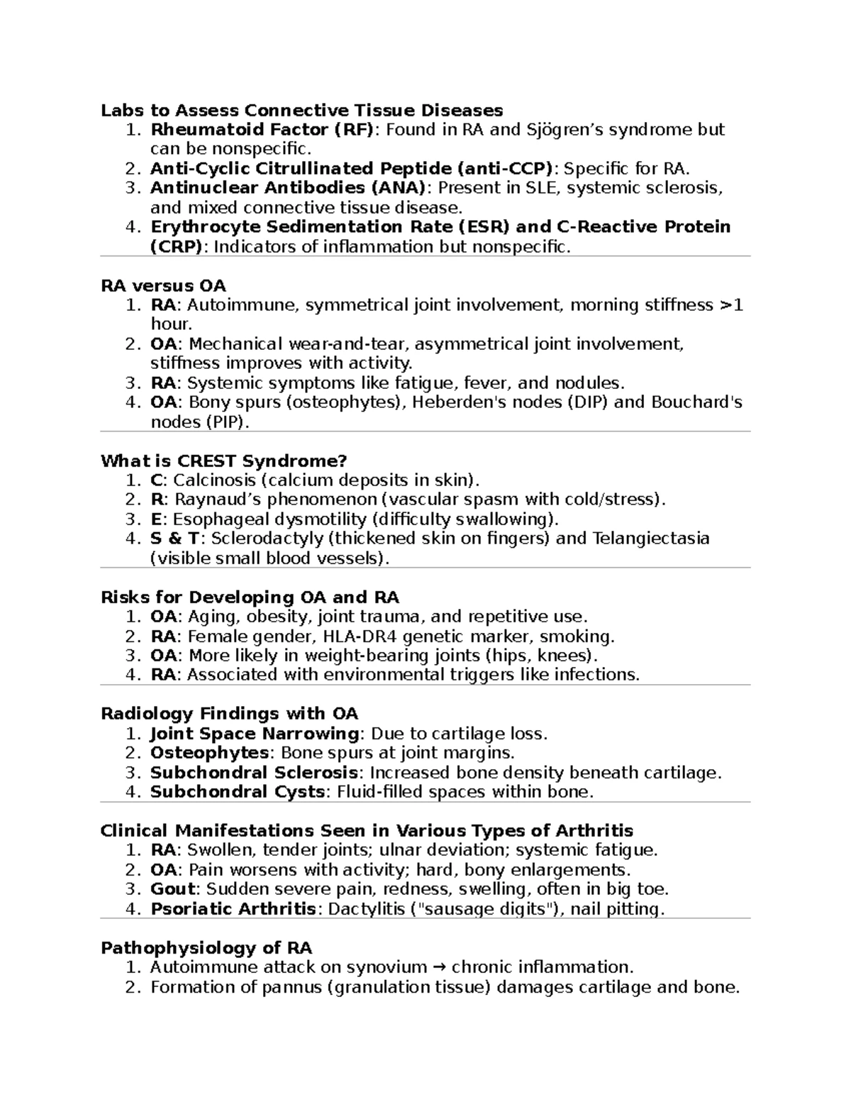Patho Exam 3 Study Guide: Connective Tissue Diseases & More - Studocu