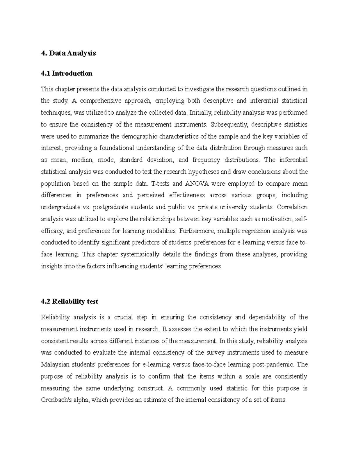 Data analysis - 4. Data Analysis 4 Introduction This chapter presents ...
