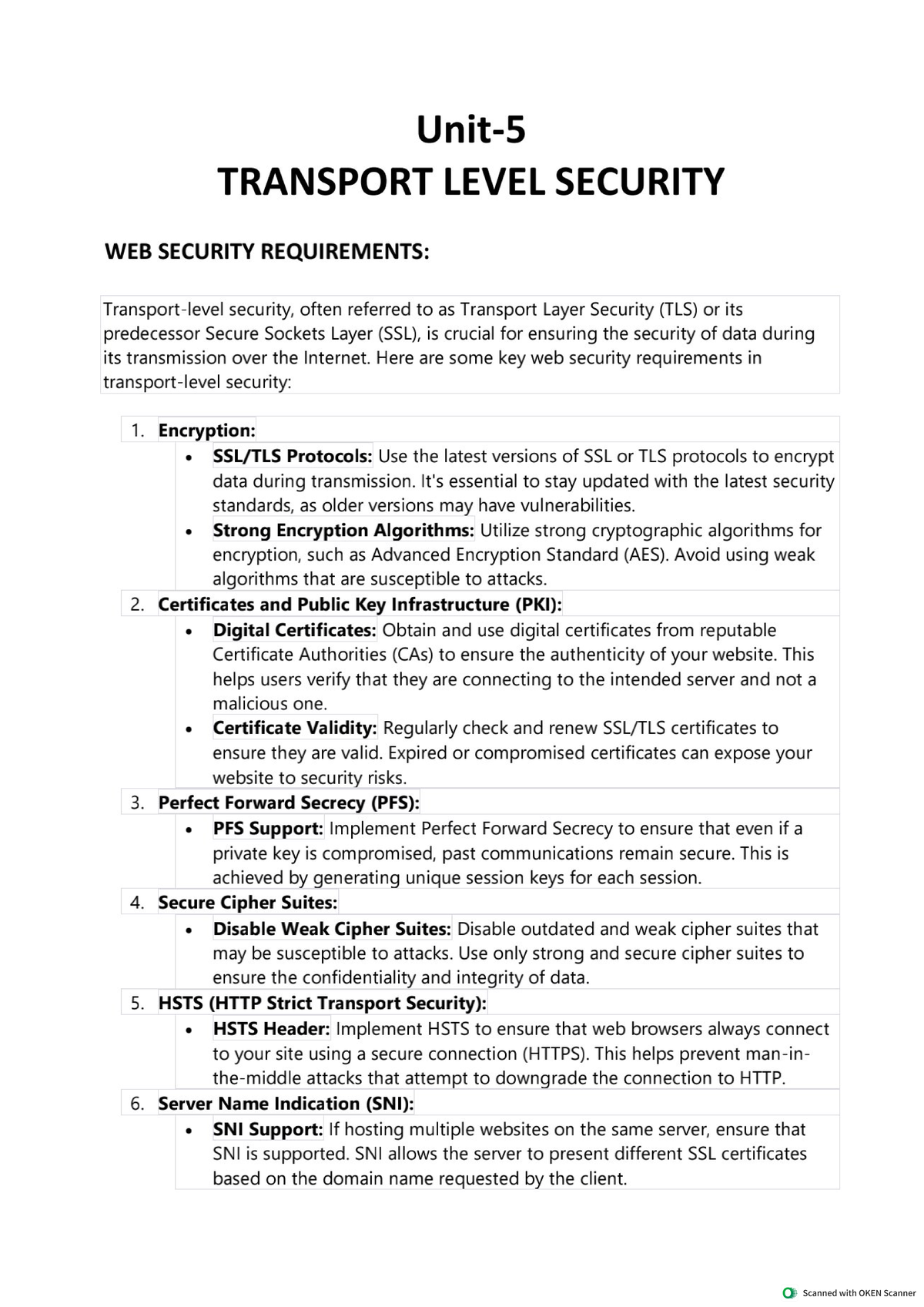 CNS UNIT 5 - TLS and Web Security Requirements Notes - Studocu